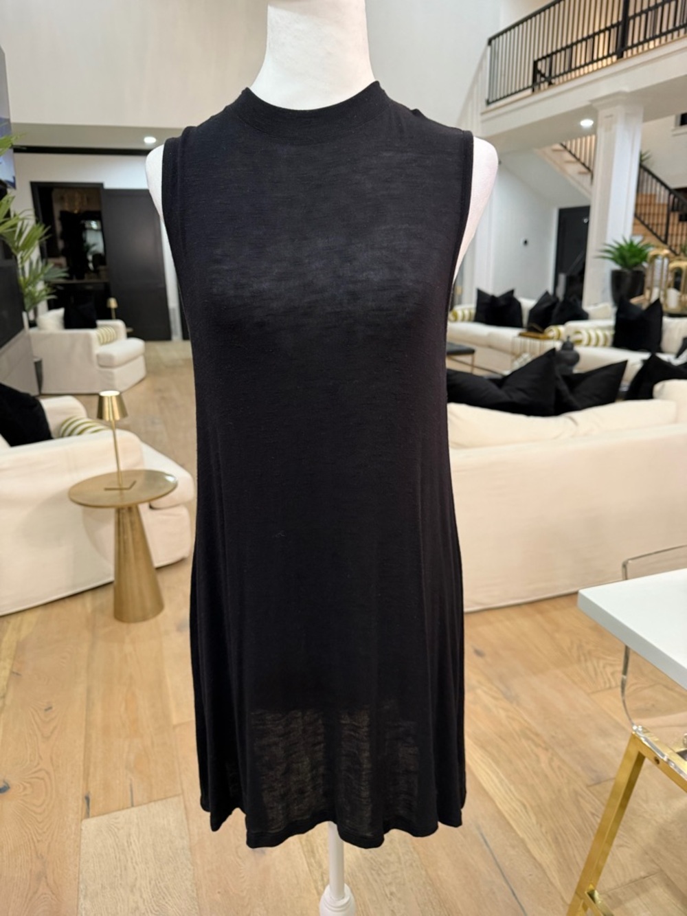 Eyeshadow Black Sleeveless Swing Dress